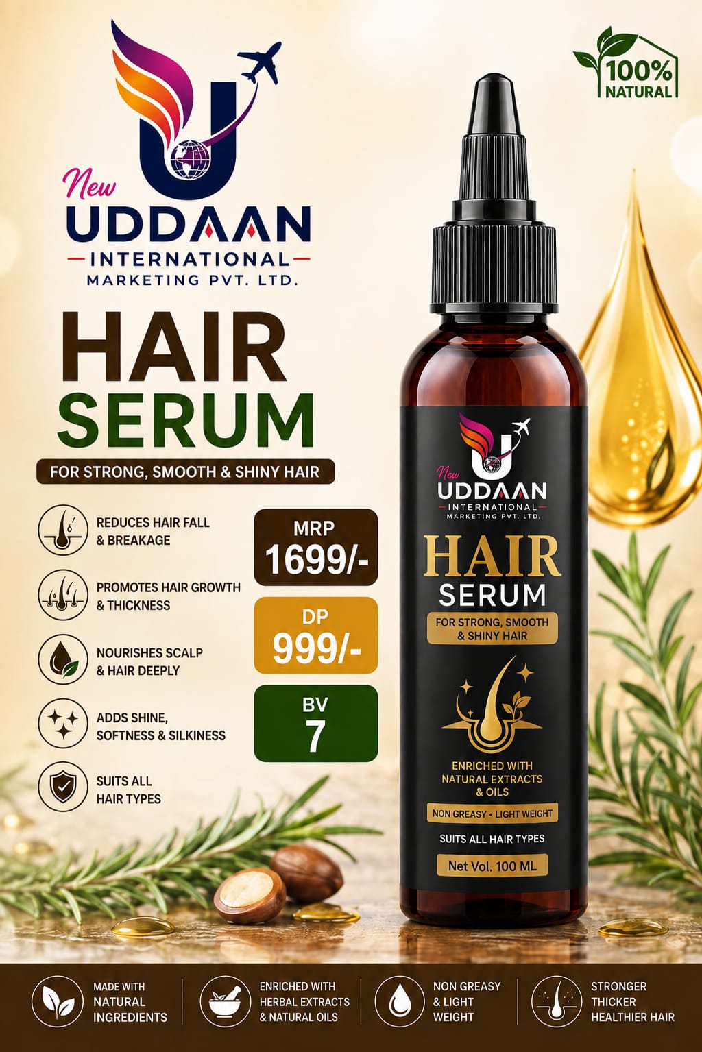 Buy HAIR SERUM Online - Herbal Wellness Product by New Uddan International