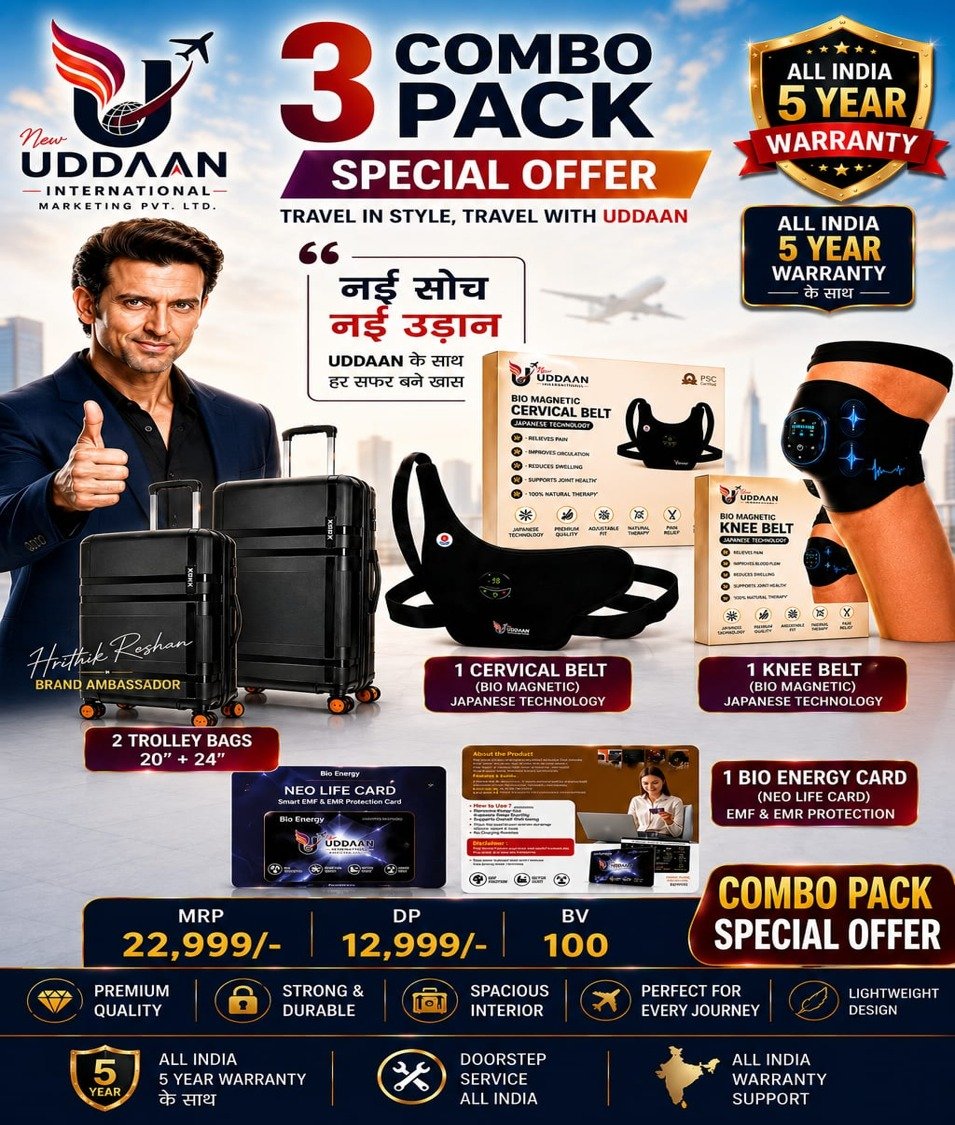2 TROLLY BAG + 1 CERVICLE + 1 KNEE BELT + 1 ENERGY CARD