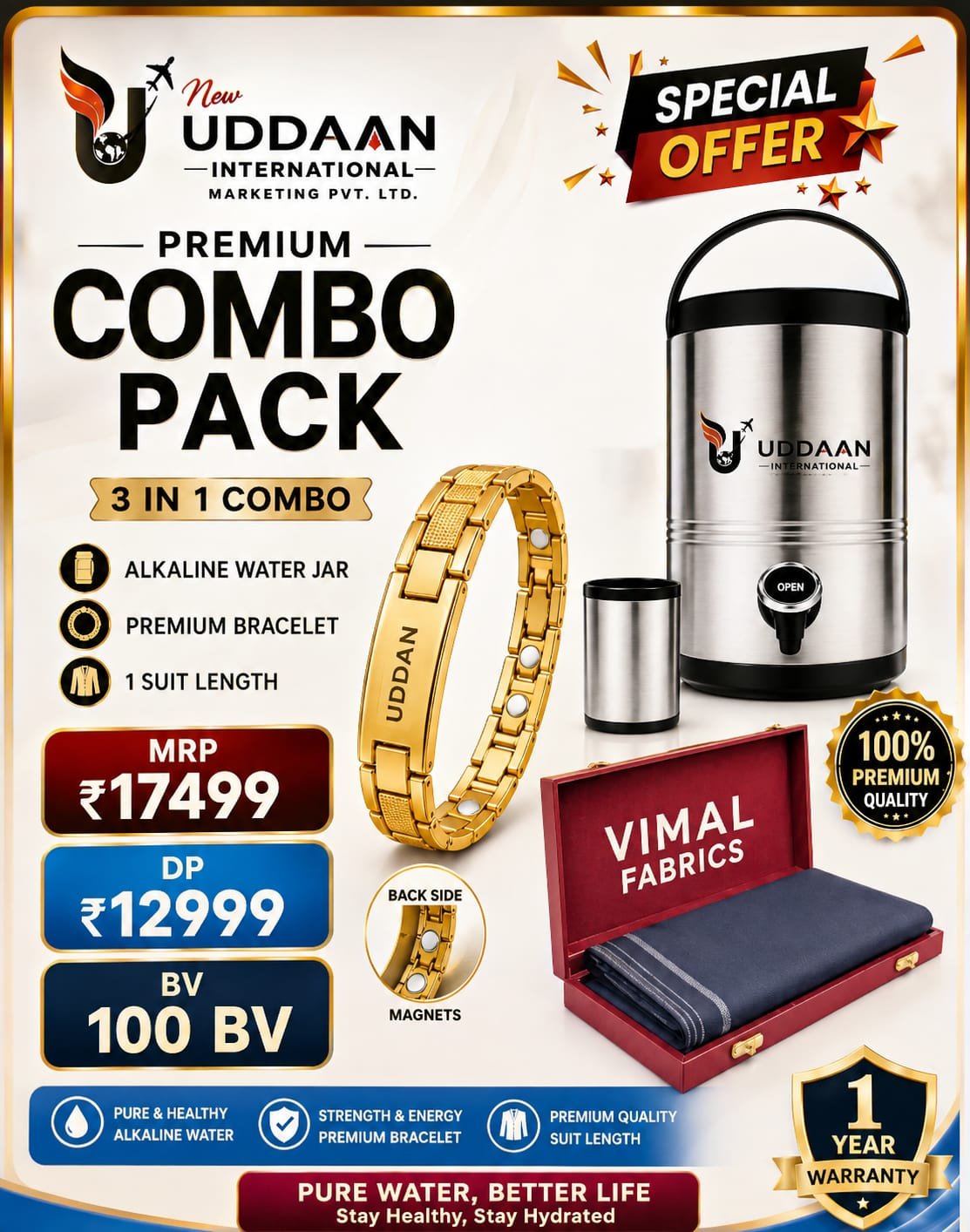 5 LTR ALKALINE JAR + 1 SUIT LENTH CLASSIC + 1 BRACELET PREMIUM
