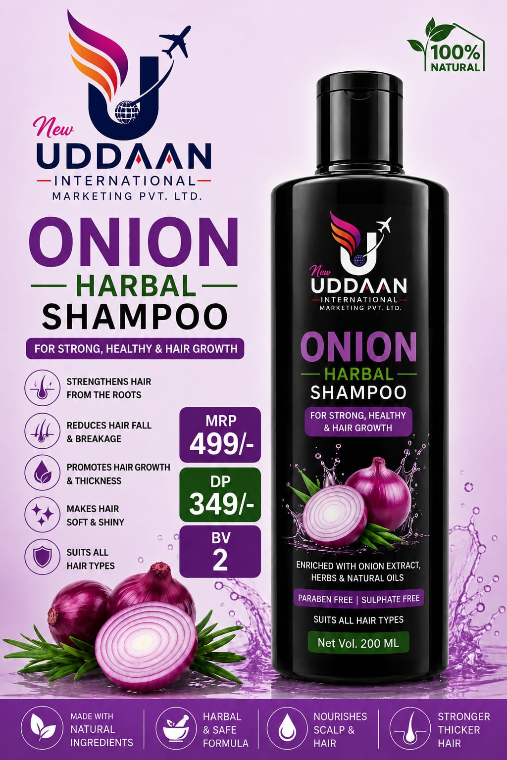 Buy ONION HERBAL SHAMPOO Online - Herbal Wellness Product by New Uddan International
